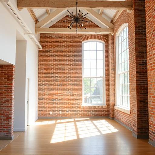 Bright and airy loft studio with exposed brick and natural light.
